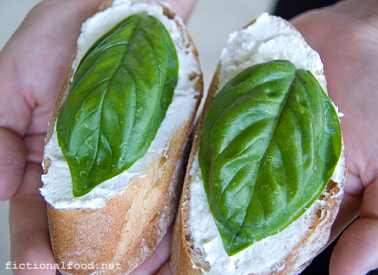 Prim's Goat Cheese with Basil Leaves